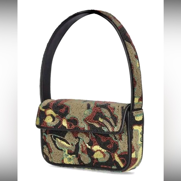 🌺🎉HP🎉🌺 NWOT Staud Beaded Tommy Shoulder Bag Tropical Camo 🌟Rare Find🌟 - Picture 15 of 16